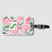 Preppy Alligator Wine Pink Green Monogram Gepäckanhänger (Vorderseite (Horizontal))