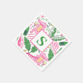 Preppy Alligator Wine Pink Green Monogram Serviette (Ecke)