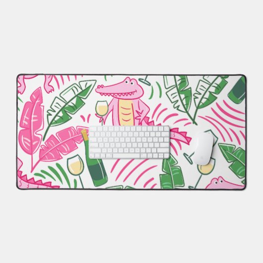 Preppy Alligator Wine Pink Green Schreibtischunterlage (Tastatur & Maus)