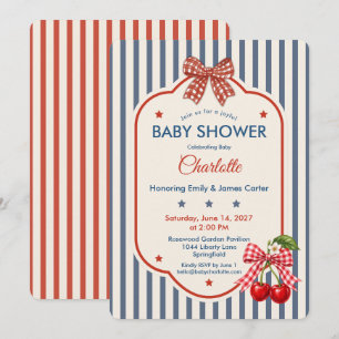 Preppy-Americana-Baby-Party   Blau gestreifte Ging Einladung