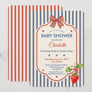 Preppy-Americana-Baby-Party   Blau gestreifter Gin Einladung