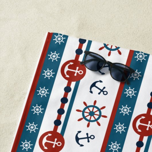 Preppy Anchor Personalisiert Name Beach Handtuch (Beispiel)