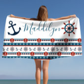 Preppy Anchor Personalisiert Name Beach Handtuch