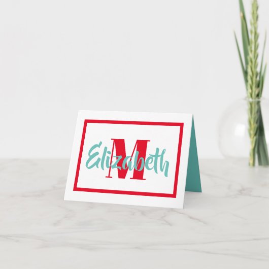 Preppy Aqua and Red Monogram (Vorderseite)