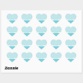 Preppy Aqua Blue und White Chevrons mit Namen Herz-Aufkleber (Blatt)