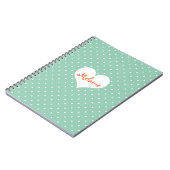 Preppy aquamarin polster dot heart personalisiert notizblock (Linke Seite)