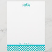 Preppy Aquamarin Zickzack Monogram Letterhead (Vorderseite)