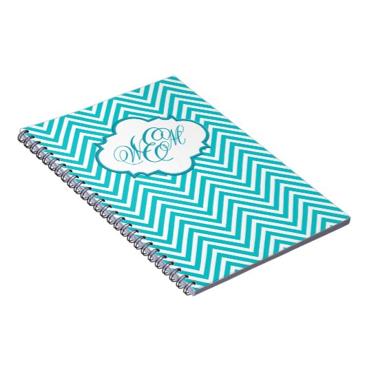 Preppy-Aquamarines Zickzack-Script-Monogram-Notebo Notizblock (Rechte Seite)