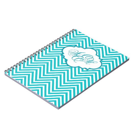 Preppy-Aquamarines Zickzack-Script-Monogram-Notebo Notizblock (Linke Seite)