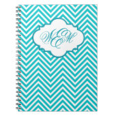 Preppy-Aquamarines Zickzack-Script-Monogram-Notebo Notizblock (Vorderseite)