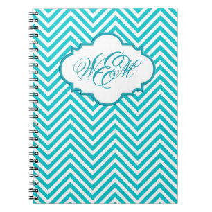 Preppy-Aquamarines Zickzack-Script-Monogram-Notebo Notizblock