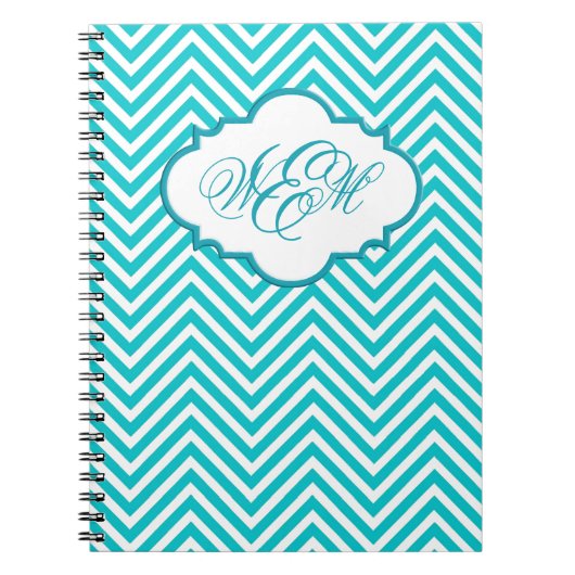 Preppy-Aquamarines Zickzack-Script-Monogram-Notebo Notizblock (Vorderseite)