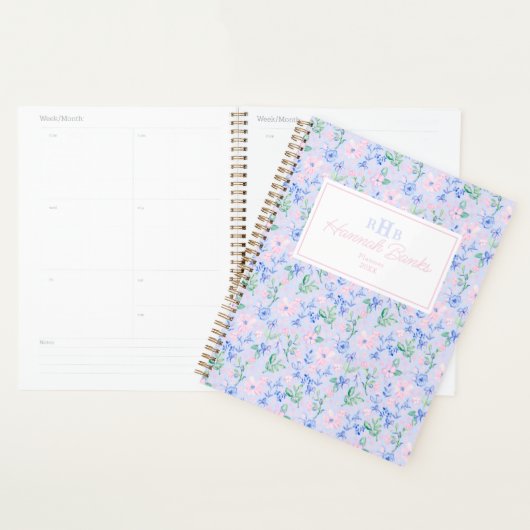 Preppy-Aquarell-Blume Monogram Planer (Anzeige)