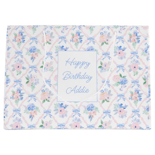 Preppy-Aquarell-Bogen und Blumen individuell anpas Große Geschenktüte (Vorderseite)