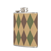 Preppy Argyle Khaki Armee Grün Braun Personalisier Flachmann (Links)