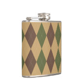 Preppy Argyle Khaki Armee Grün Braun Personalisier Flachmann (Rechts)