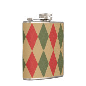 Preppy Argyle Khaki Armee Grün Rot Personalisiert Flachmann (Rechts)