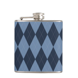Preppy Argyle Navy- & Blaue personalisierte Grooms Flachmann