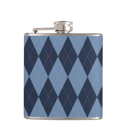 Preppy Argyle Navy- & Blaue personalisierte Grooms Flachmann (Vorderseite)