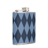 Preppy Argyle Navy- & Blaue personalisierte Grooms Flachmann (Rechts)