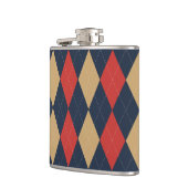 Preppy Argyle Navy Khaki Khaki Personalisiert Flachmann (Links)