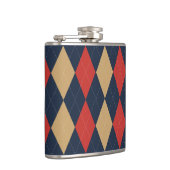 Preppy Argyle Navy Khaki Khaki Personalisiert Flachmann (Rechts)