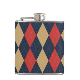 Preppy Argyle Navy Khaki khaki Personalized Flachmann