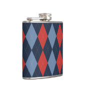 Preppy Argyle Navy Rot Smoke Blau Personalisiert Flachmann (Rechts)