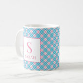 Preppy Argyle Rosa Blau Benutzername Kaffeetasse (Vorderseite Links)