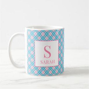 Preppy Argyle Rosa Blau Benutzername Kaffeetasse