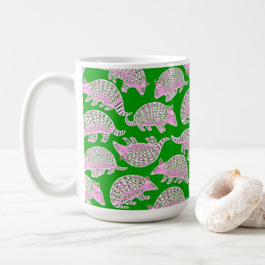 Preppy Armadillos Pink Green Kaffeetasse (Mit Donut)