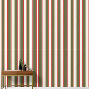 Preppy Army Green, Scheunenrot und Khaki-Ticking-S Tapete