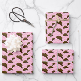 Preppy Ästhetik Pink Cowboy Cowgirl Geschenkpapier Set