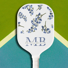 Preppy-Ästhetik Retro-Wildblumen Blue Monogram Pickleball Schläger
