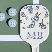 Preppy-Ästhetik Retro-Wildblumen Blue Monogram Pickleball Schläger