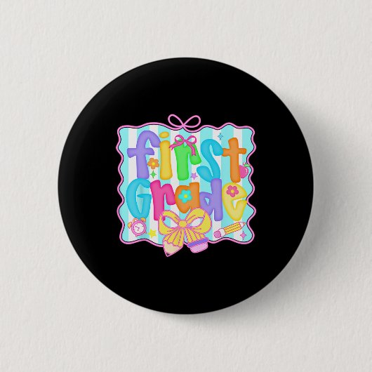 Preppy Back To School 1. Klasse Coquette Schleife  Button (Vorderseite)
