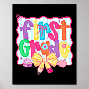Preppy Back To School 1. Klasse Coquette Schleife Poster