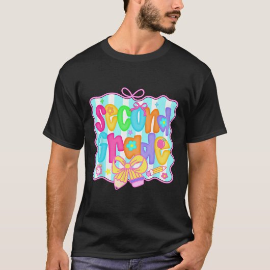Preppy Back To School 2nd Grade Coquette Bow Girls T-Shirt (Vorderseite)