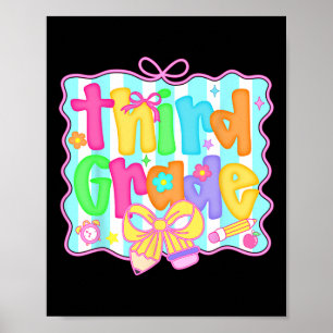 Preppy Back To School 3. Klasse Coquette Schleife Poster