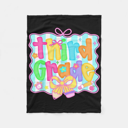 Preppy Back To School 3rd Grade Coquette Bow Girls Fleecedecke (Vorderseite)