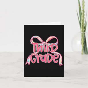 Preppy back to School 3rd Grade rosa Coquette Bow Karte