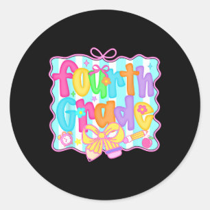 Preppy Back To School 4. Klasse Coquette Schleife Runder Aufkleber