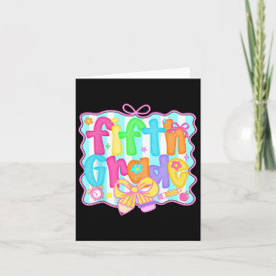 Preppy back to School 5th Grade Coquette Bow Girls Karte