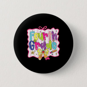 Preppy Back To School Coquette Vierte Klasse Mädch Button