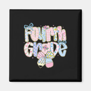 Preppy Back To School Floral 4. Klasse Coquette Gi Magnet
