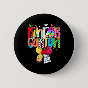 Preppy Back To School Kindergarten Coquette Bogen  Button