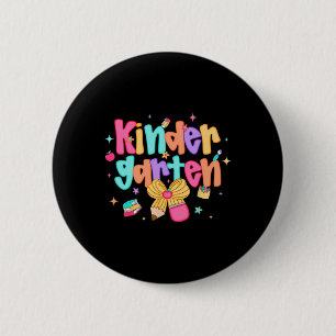 Preppy Back To School Kindergarten Coquette Bogen  Button