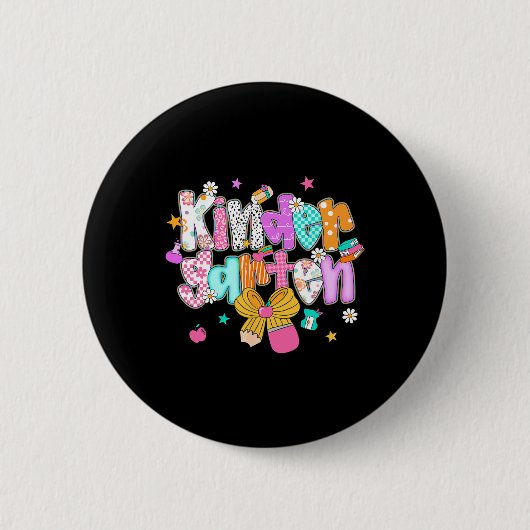 Preppy Back To School Kindergarten Coquette Bogen Button (Vorderseite)