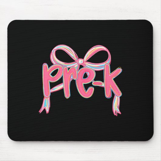 Preppy Back To School Pre-K Rosa Kokettenschleife Mousepad (Vorne)