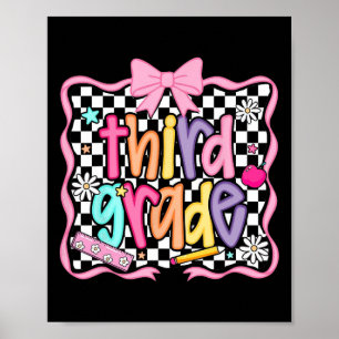 Preppy Back To School Rosa Coquette Floral Süß Th Poster